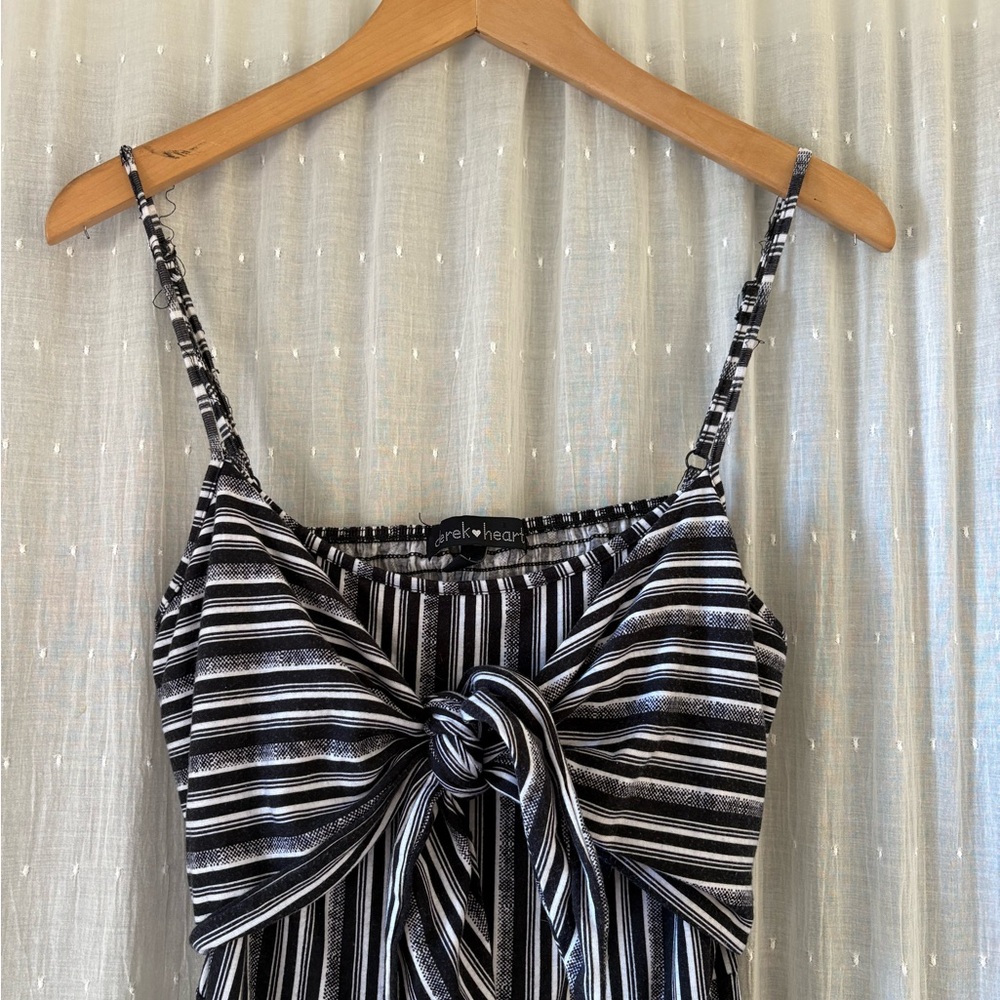 Derek Heart Black Striped Long Pants Romper - Picture 2 of 5